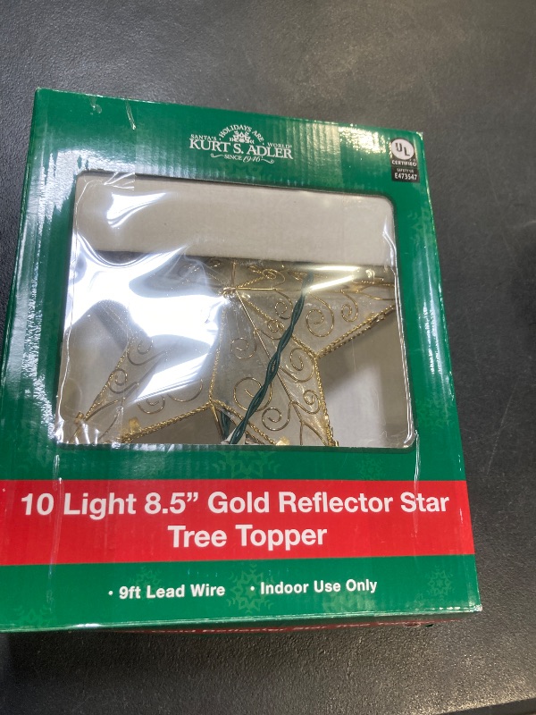 Photo 1 of Kurt Adler 10 Light 8.5-Inch Gold Reflector Star Treetop