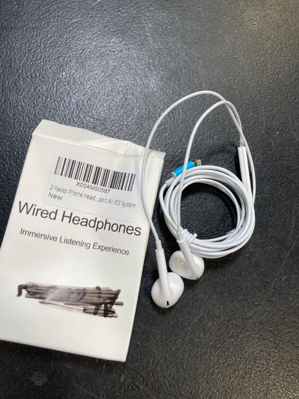 Photo 1 of 2 Packs iPhone Headphones Earbuds with Lightning Connector(Built-in Mic & Volume Control)[MFi Certified] Headphones support for iPhone 14/13/12/SE/11/XR/XS/X/7/7Plus/8/8Plus Support All iOS System