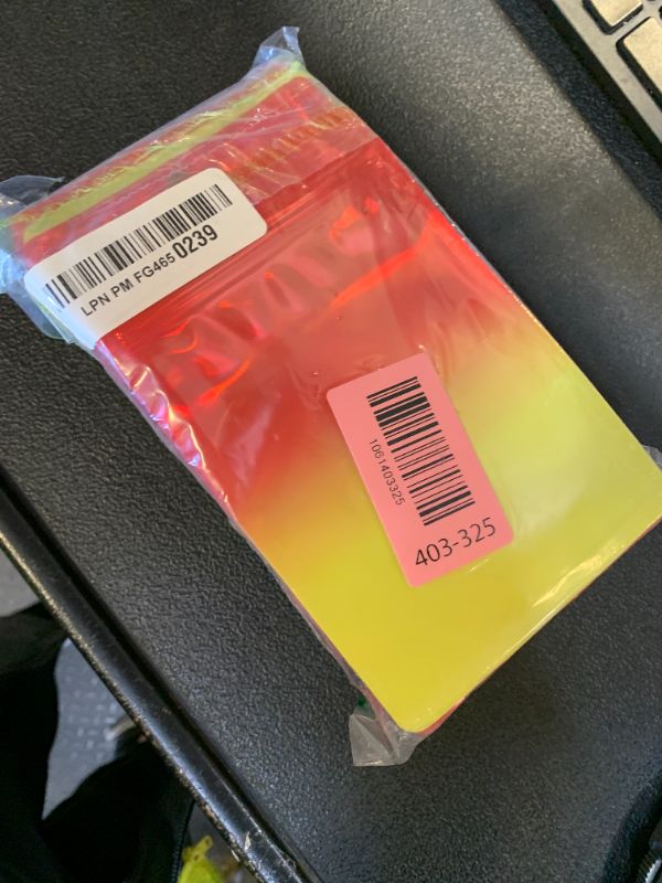 Photo 1 of Arsmat 300 Pcs Reusable Holographic Mylar Bags, 3 Sizes, Smell Proof, Airtight, Multi-layered Polyethylene (PE) with Zipper Closure, Red Yellow