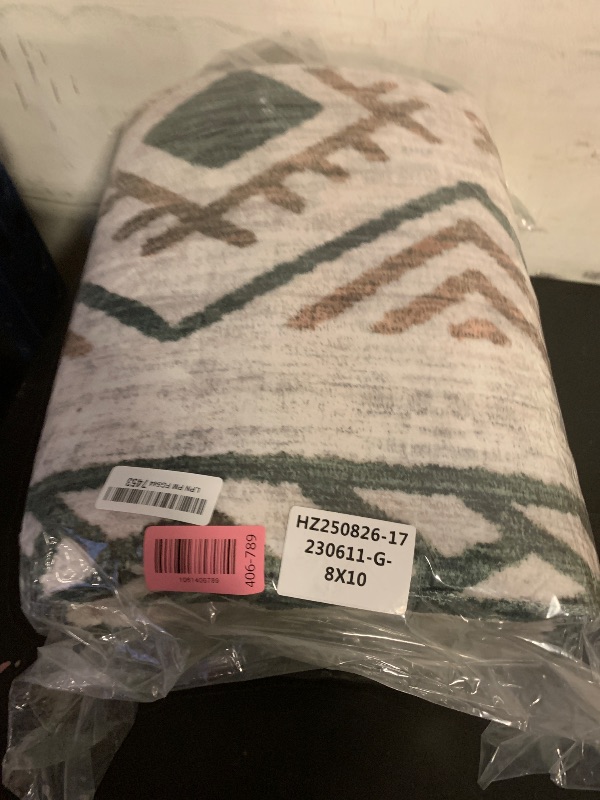 Photo 1 of Area Rug Living Room Rugs 8x10 - Large Soft Boho Geometric Rug, Non-Slip Foldable Washable Rugs Non Shedding Morden Indoor Floor Carpet for Living Room Bedroom Office Dining Room(Brown Green,8'x10')