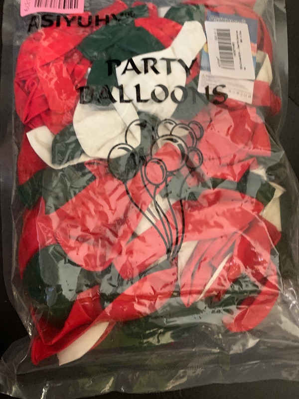 Photo 1 of 100 Pcs Christmas Red Green Balloons 12 Inch Red Green and White Latex Balloons with 65ft Ribbon for Christmas Birthday Baby Shower Party Decorations