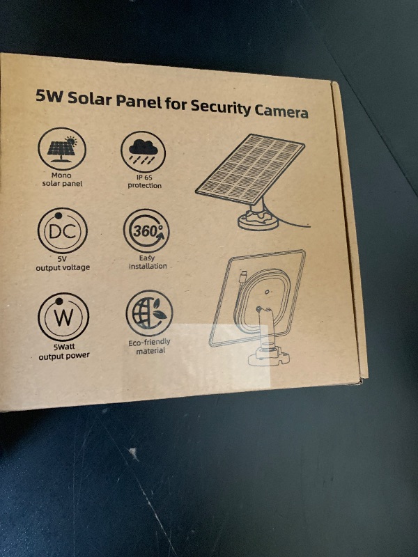 Photo 1 of 5W Solar Panels for Security Camera, Solar Panel with Micro USB & USB-C Port for DC 5V Outdoor Rechargeable Battery Camera, IP65 Waterproof, 360° Adjustable Security Mount, 9.8ft Cable?1PC?