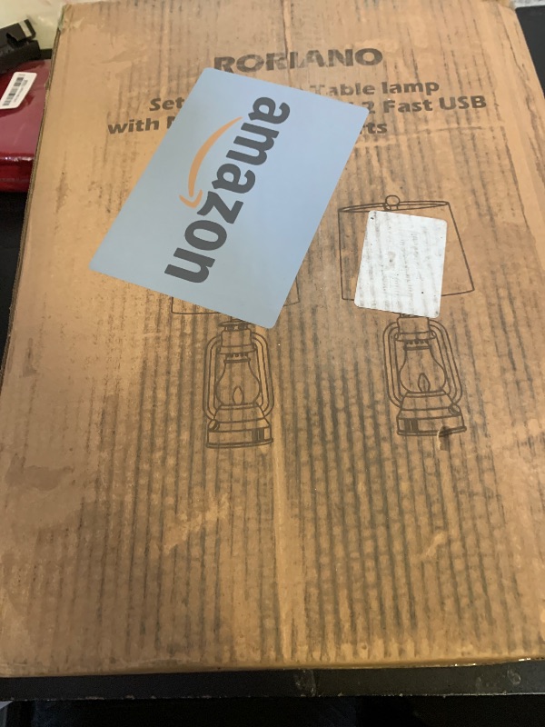 Photo 1 of **INCOMPLETE** Farmhouse Rustic Table Lamps for Bedroom Set of 2, Vintage Lantern Lamp with Dual USB Charging Ports,25" Retro Antique Bedside Nightstand Desk Lamp for Living Room End Table Entryway, 4 Bulb Included