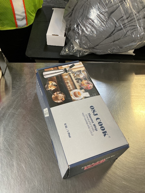 Photo 1 of Whipped Cream Dispenser Stainless Steel Keep Warm and Cold,500mL/1 Pint Double Wall Thermos Whipped Cream Maker,5 Various Stainless Decorating Nozzles,1 Cleaning Brush,N2O Chargers NOT Included