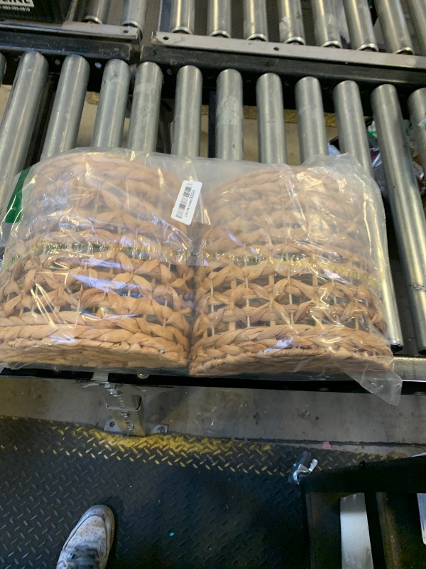 Photo 1 of *DAMAGE** Chunful 2 Pcs Water Hyacinth Hanging Wicker Basket, Natural Wicker Decorative Baskets, Handmade Woven Storage Organizer for House Garden Wedding Wall Decorations, Large & Small Size(Hollow-out)