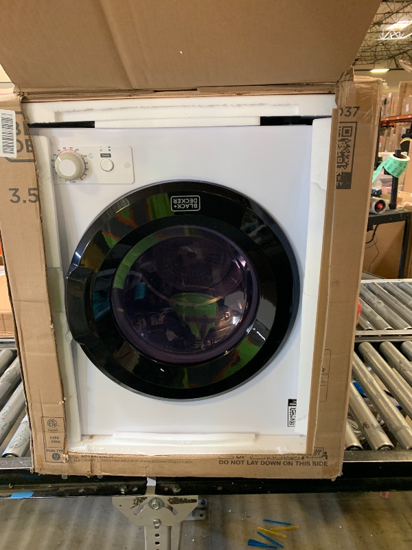 Photo 1 of **MAJOR DAMAGE, SEE NOTES** BLACK+DECKER BCED37 Compact Dryer for Standard Wall Outlet, Small, 4 Modes, Load Volume 13.2 lbs., White