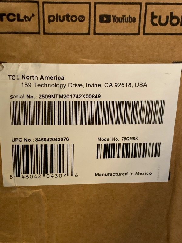 Photo 1 of **DAMAGED** TCL 75 Inch Class QM6K Series | Mini LED QLED 4K HDR | 75QM6K, 2025 Model | 120HZ-144HZ High Brightness Smart Google TV Dolby Atmos Onkyo Audio | Voice Remote Alexa Gaming Streaming Television