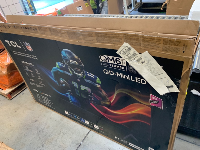 Photo 1 of **DAMAGED** TCL 75 Inch Class QM6K Series | Mini LED QLED 4K HDR | 75QM6K, 2025 Model | 120HZ-144HZ High Brightness Smart Google TV Dolby Atmos Onkyo Audio | Voice Remote Alexa Gaming Streaming Television