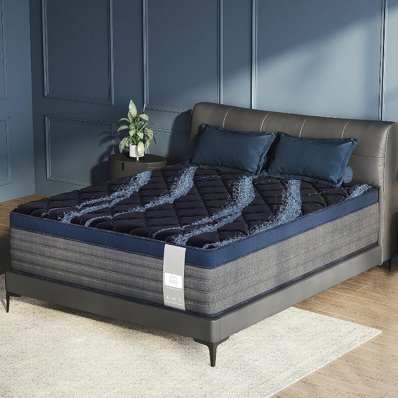 Photo 1 of Queen Mattress, 14 Inch Mattress in a Box, Medium Firm, Memory Foam Hybrid Mattress, With Individual Pocket Spring for Motion Isolation/Silent Sleep/Lumbar Support & Pressure Relief, CertiPUR-US
