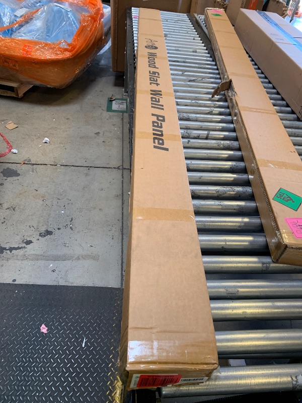 Photo 1 of Art3d Slat Wood Wall Paneling for Interior and Ceiling Decoration - Pack of 4pcs + 1pc End-Trim, Size 108 x 5.7in.- Walnut