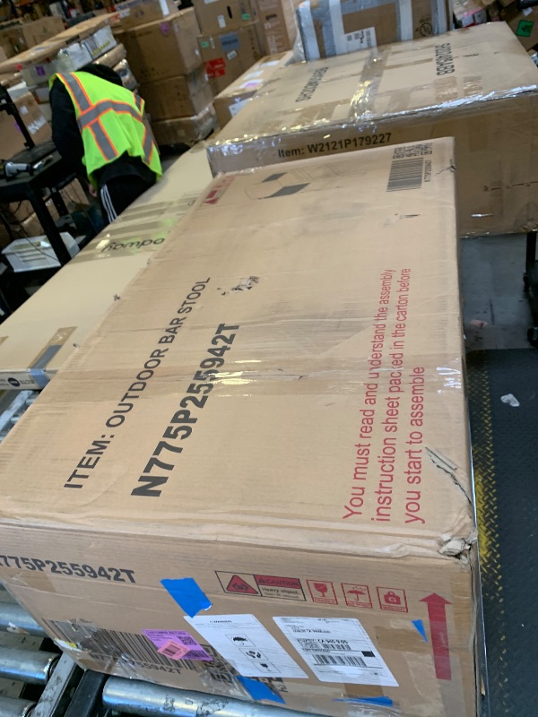 Photo 1 of ONLY 2 CHAIRS******************** PURPLE LEAF Outdoor 24" Counter Height Bar Stools Chair Set of 4, All Weather Rattan and Aluminum Patio Bar Stool with Cushion for Indoor and Outdoor, Kitchen Island, Champagne