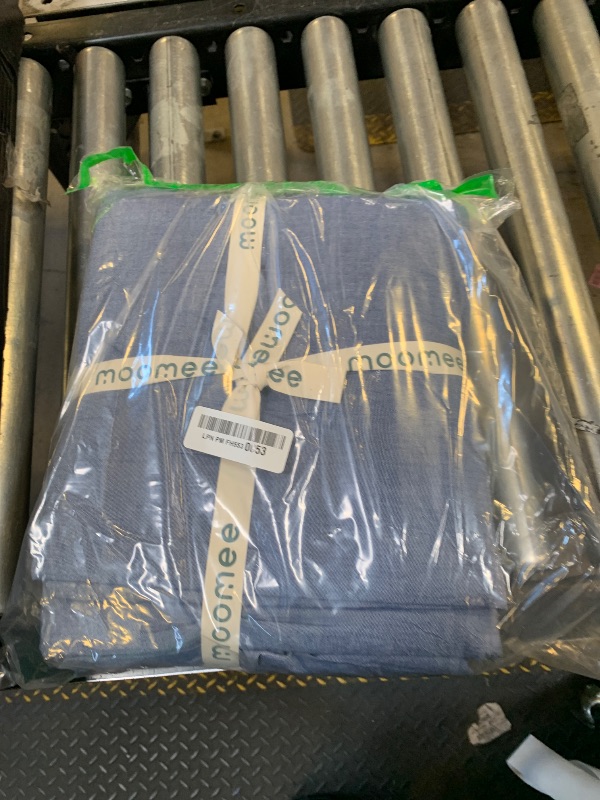 Photo 1 of MooMee Bedding Duvet Cover Set 100% Washed Cotton Linen Like Textured Breathable Durable Soft Comfy (Heathered Blue, Oversized Queen 98"x98")