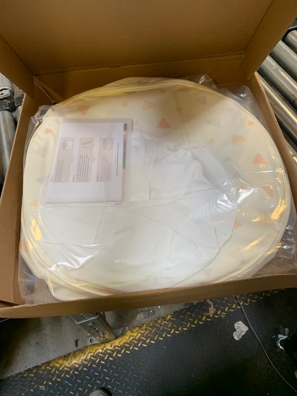 Photo 1 of Large 22" Sturdy and Comfortable Ottoman Wipe-Clean Pouf Boho Geometric Design for Kids Toddler Playroom with Foam Filling as Seating Footrest Side Table College Dorm Décor PU Leather (Orange Blue)