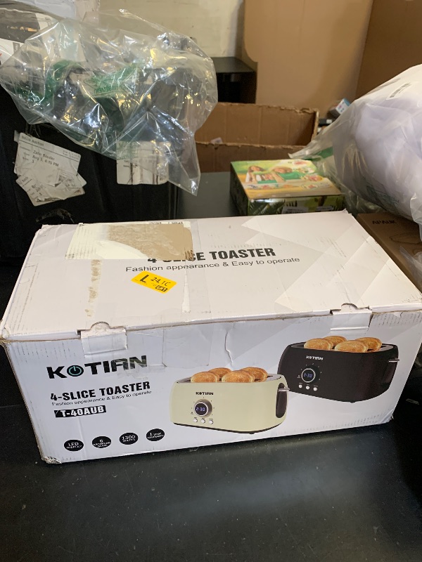 Photo 1 of Toaster 4 Slice, KOTlAN Retro Long Slot Toasters with CountdownTimer,Stainless Steel Toaster,Bagel,Defrost,Reheat,Cancel Functions,Extra Wide Slots,6 Toast Settings,Removable Crumbs Tray,White