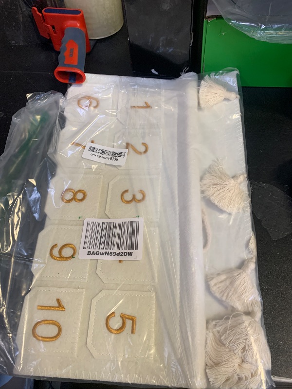 Photo 1 of Photo Advent Calendar with Pockets, Christmas Calendar Countdown, Embroider Numbers Felt Photo Advent Calendar w/ 25 Small Pockets, Advent Calendars for Holiday Tradition (Gold)