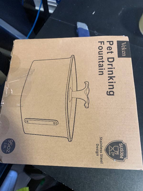 Photo 1 of **DENTED** Veken Innovation Award Winner Stainless Steel Cat Water Fountain, 95oz/2.8L Automatic Pet Fountain Dog Water Dispenser with Replacement Filters & Silicone Mat, Gifts for Cats, Dogs (Silver)