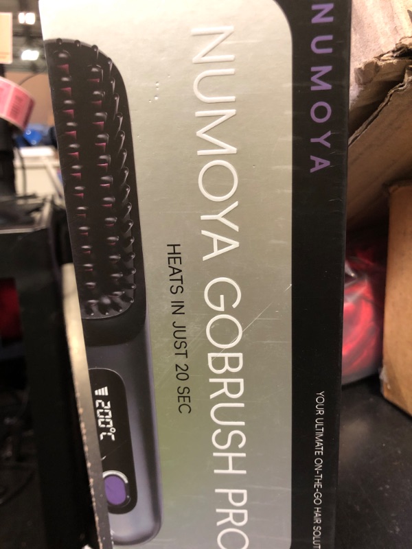 Photo 1 of Numoya Go Brush Pro - Cordless Hair Straightener Brush Portable Comb for Travel, USB Charging, Fast Heating, with LCD Display (Black)