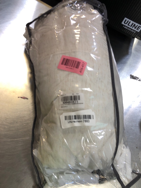 Photo 1 of 102 Inches Long Pinch Pleated Linen Blackout Curtains for Bedroom Back Tab Track Memory Trained Shape Farmhouse Light Blocking Curtains 102 Inch Length for Living Dining Room Darkening Drapes Cream