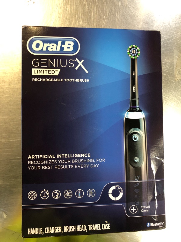 Photo 1 of Oral-B Genius X Limited Rechargeable Electric Toothbrush with 1 Replacement Brush Head, Travel Case, Midnight Black