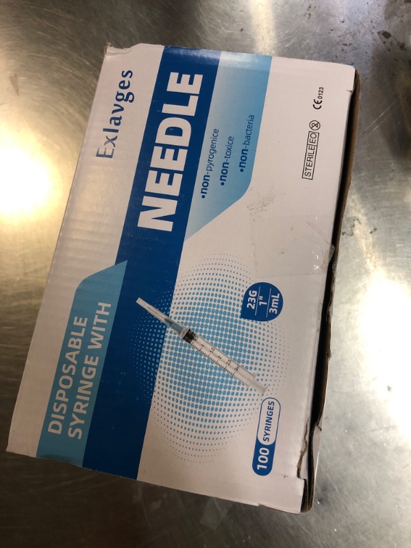 Photo 1 of 100 Pack Disposable 3ml/cc Lab Syringes with 23Ga 1 Inch Needle Luer Lock, Individually Sealed Packed