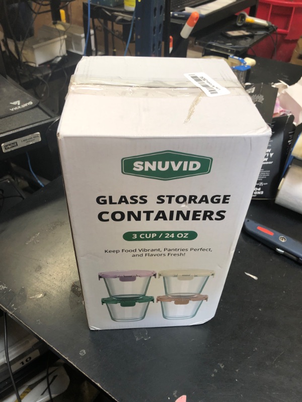 Photo 1 of [UPGRADED LID] 4 Sets 3 Cup Glass Meal Prep Containers with Lids, Food Storage Bowl Jars for Leftover Lunch Meal Oats Salad Soup Fruit Snack Yogurt - Microwave, Oven, Freezer Safe, BPA Free, Airtight