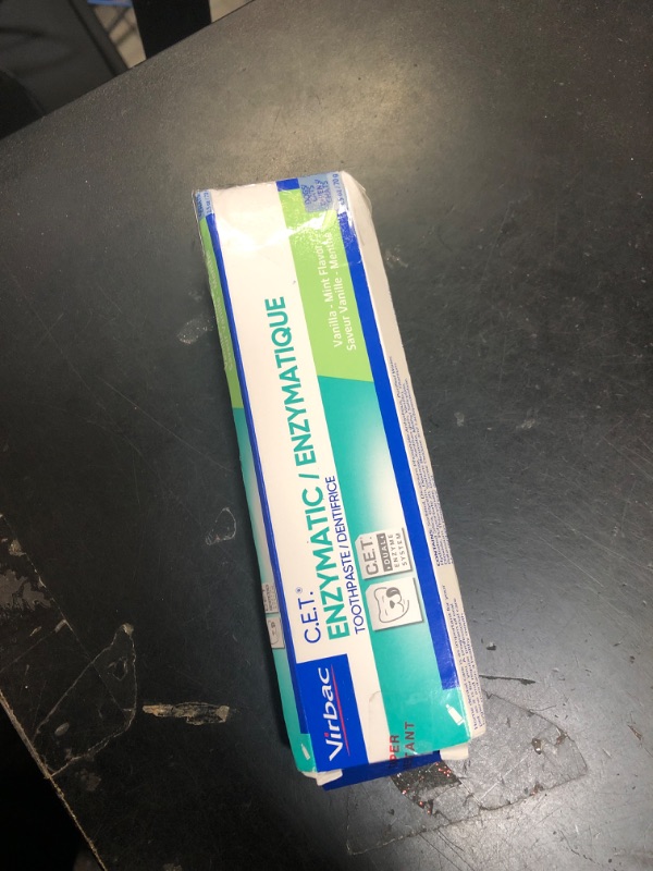 Photo 1 of Virbac C.E.T. Enzymatic Toothpaste Eliminates Bad Breath by Removing Plaque and Tartar Buildup Best Pet Dental Care Toothpaste Vanilla Mint Flavor 2.5 Oz Tube EXP 02/2028