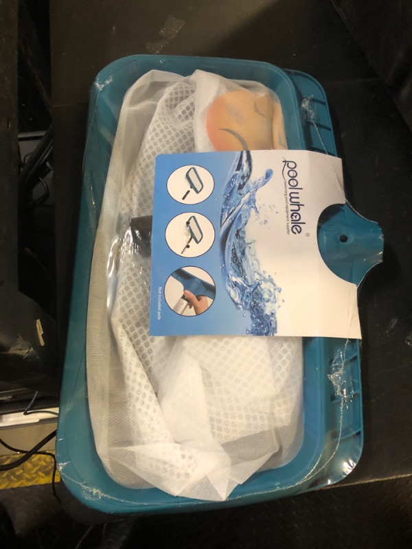 Photo 1 of POOLWHALE Professional Pool Skimmer Net, Heavy Duty Swimming Leaf Rake Cleaning Tool with Deep Fine Nylon Mesh Net Bag - Fast Cleaning,Easy Scoop Edge,Debris Pickup Removal (No Pole)