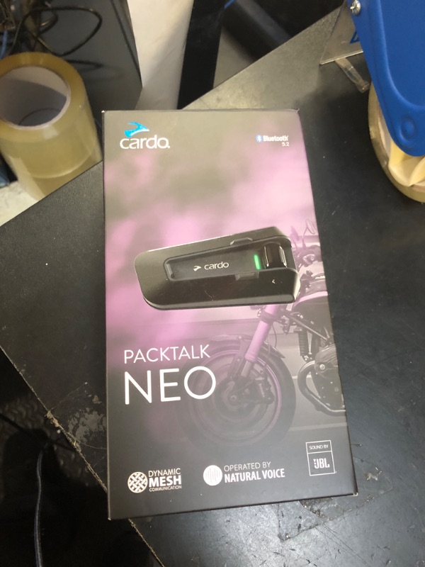 Photo 1 of Cardo Packtalk Neo Motorcycle Helmet Communication Intercom System, Waterproof, 2nd Generation Mesh - Connect Up to 15 Riders, Natural Voice Operation, 40mm High Definition Speakers - Single Pack