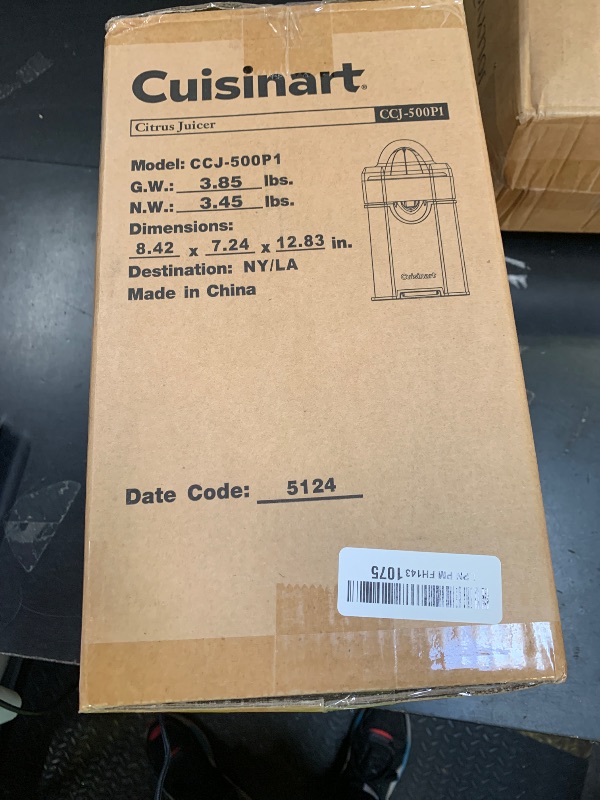 Photo 1 of Cuisinart Pulp Control Citrus Juicer, Orange Juicer Squeezer and Lemon Squeezer with 3 Pulp Control Settings, Accommodates Small Limes and Large Grapefruits, CCJ-500P1, Black/Stainless Steel