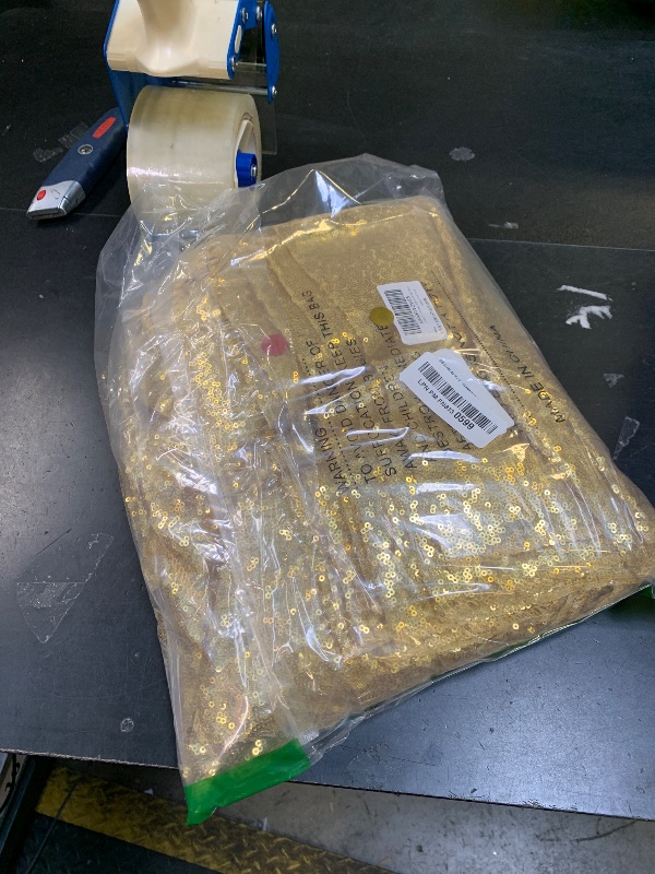 Photo 1 of 10 Packs 12 x 72 inches Gold Sequin Table Runner, Glitter Runner for Birthday Party Supplies Decorations Wedding Bachelorette Holiday Celebration Bridal Shower Baby Shower