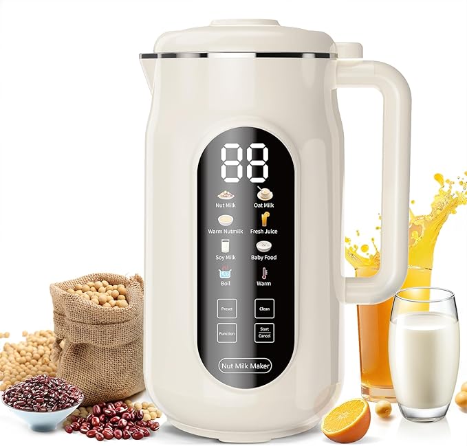 Photo 1 of 10-in-1 Nut Milk Maker Machine, 42oz Automatic Nut Milk Maker with LED Touch Screen, Self-Cleaning, 12H Delay Start, Keep Warm, Automatic for Soy/Oat/Almond Milk, Juice,Coconut,Plant Base & Boil Water

