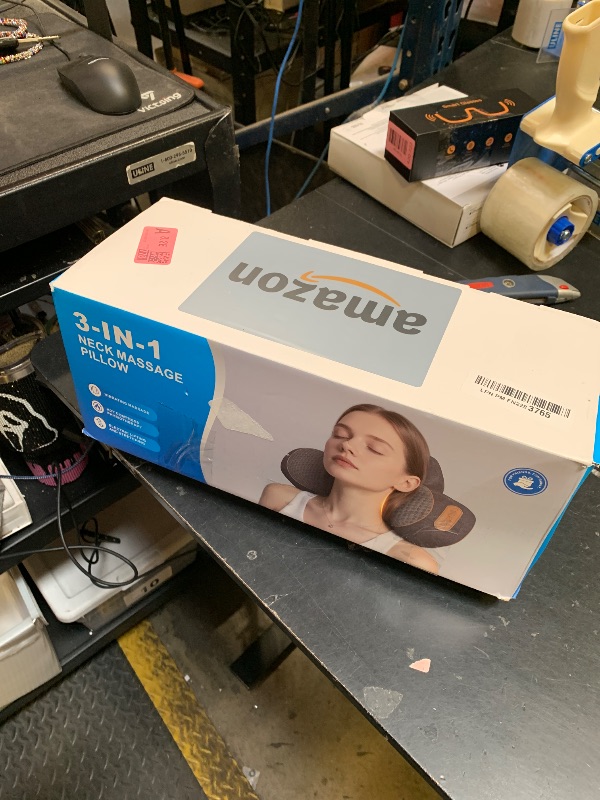 Photo 1 of 3-in-1 Neck Massager Pillow with Heating and Cervical Traction - Deep Tissue Massage for Pain Relief, Ergonomic Shoulder Massage Pillow, Neck Hump Corrector Ideal Gift for Women and Men Corded