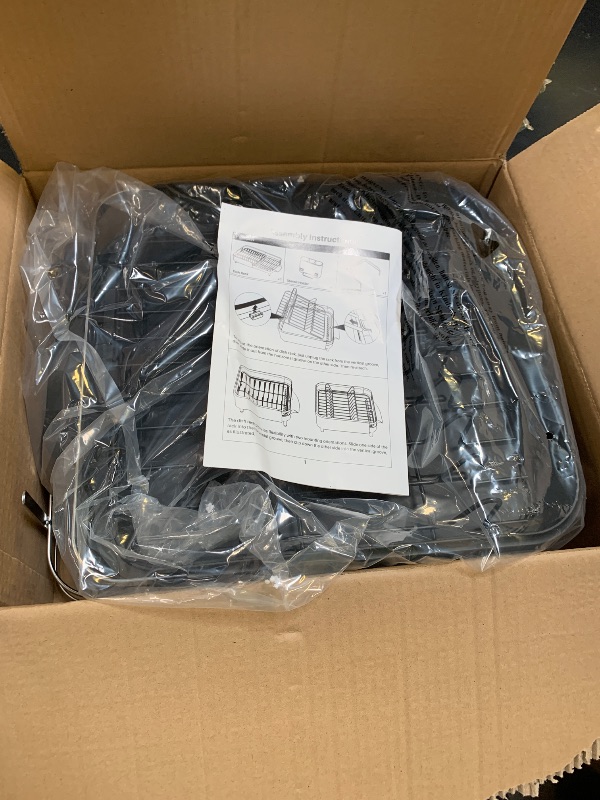 Photo 1 of SNTD Dish Drying Rack, Expandable Dish Rack for Kitchen Counter, Stainless Steel Dish Drainer with Drainboard Set and Utensil Holder (Black)