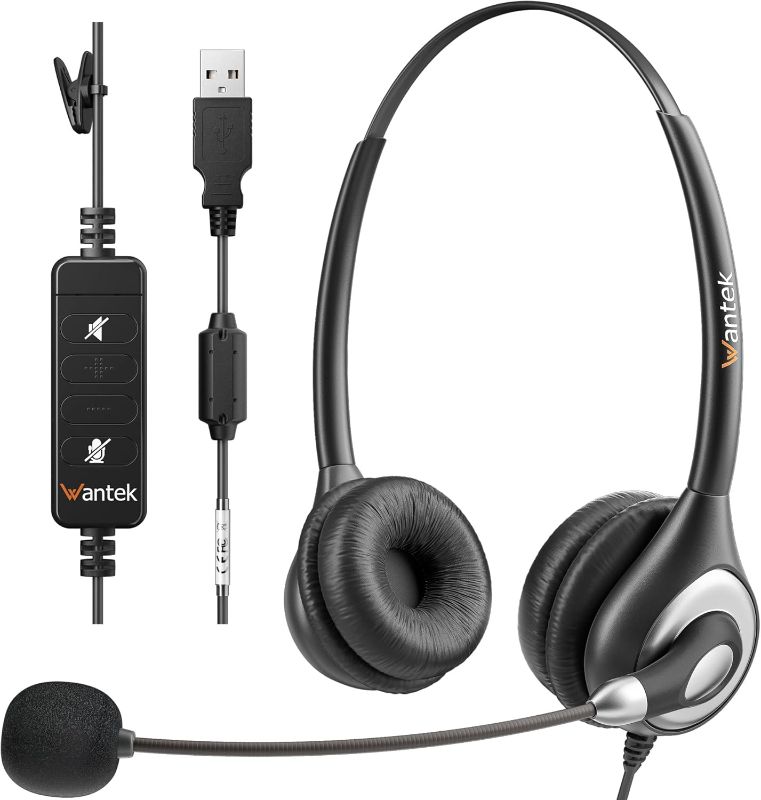 Photo 1 of Wantek Corded USB Headset with Microphone Noise Cancelling & in-line Controls, Computer Headphones for Laptop PC Skype Zoom Webinar Classroom Home Office Business, Clear Chat, Ultra Comfort(UC602)