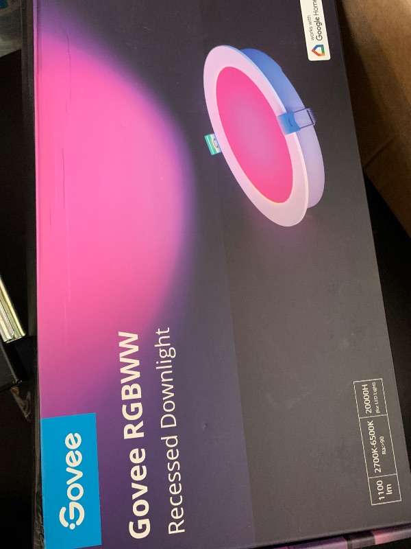 Photo 1 of Govee 6 Inch Smart Recessed Lighting, Wi-Fi Bluetooth Direct Connect RGBWW LED Downlight, 65 Scene Mode, Work with Alexa & Google Assistant, LED Recessed Lighting with Junction Box, 1100 Lumen, 6 Pack