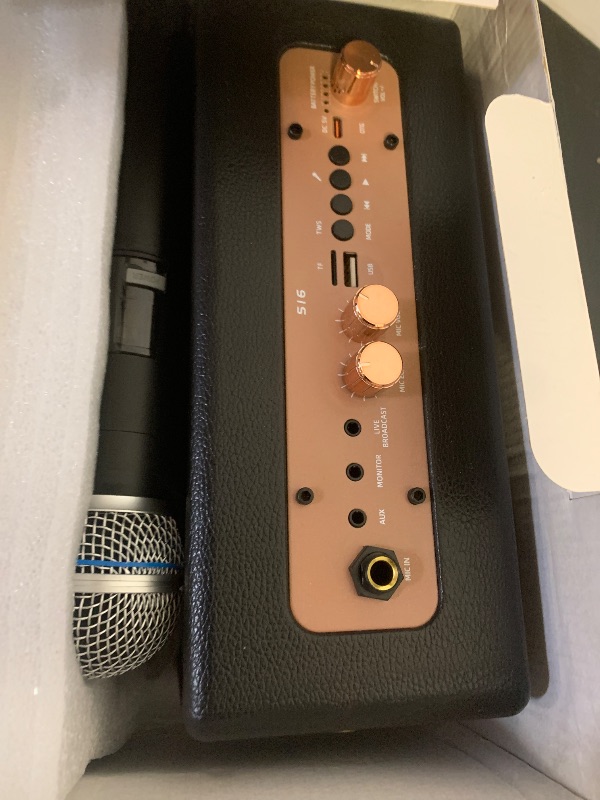 Photo 1 of Karaoke Machine, Retro-Design Speaker with 2 Wireless Microphones for Adults & Kids, Portable Karaoke System for Home Party, Bluetooth/AUX/USB/TF/TWS Support, Gifts for Women & Girls