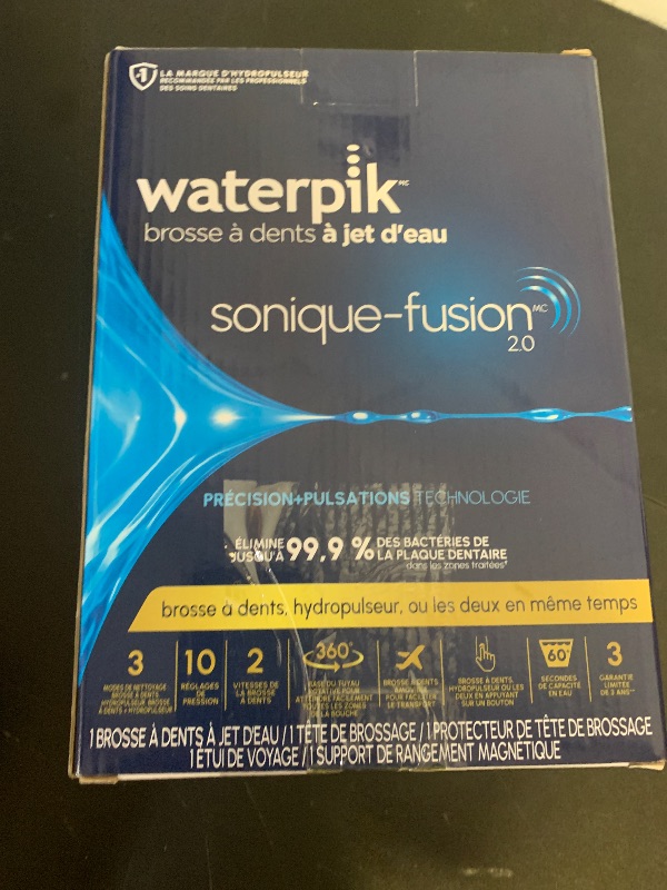 Photo 1 of Waterpik Sonic-Fusion 2.0 Professional Flossing Electric Toothbrush with Water Flosser Combo In One, Black SF-04, Packaging May Vary