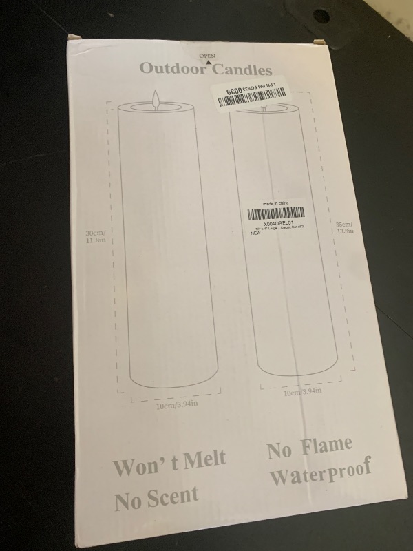Photo 1 of 4" x 12" Flameless Candles with Remote, Waterproof Outdoor Battery Operated Candles, LED Electric Flickering Flameless Pillar Fake Candle, for Patio Porch Lanterns Home Decor Valentine's Day, 2 Pcs