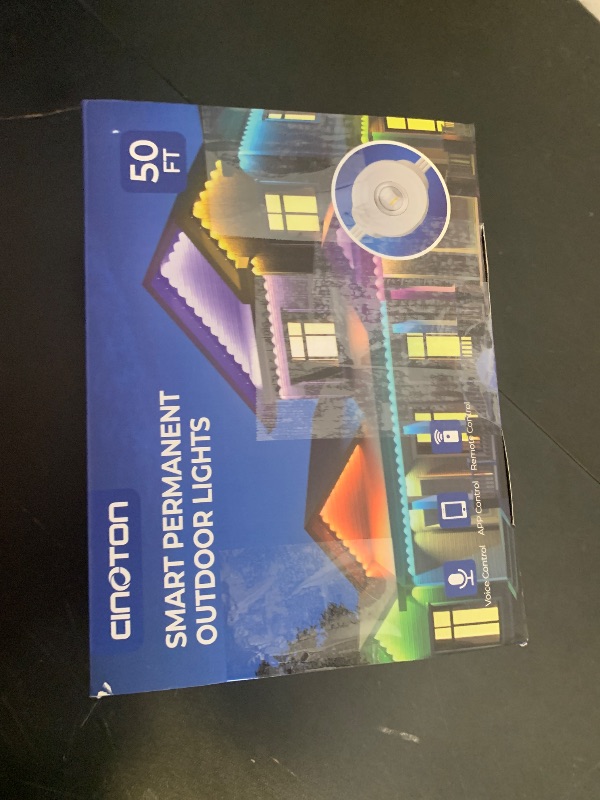 Photo 1 of CINOTON Permanent Outdoor Lights 50ft, Smart RGBW+IC Eaves Lights with 30LEDs, IP67 Waterproof, 111 Scene Modes for Daily and Festival, Halloween Christmas Holiday Decor, APP/Voice/Remote Control
