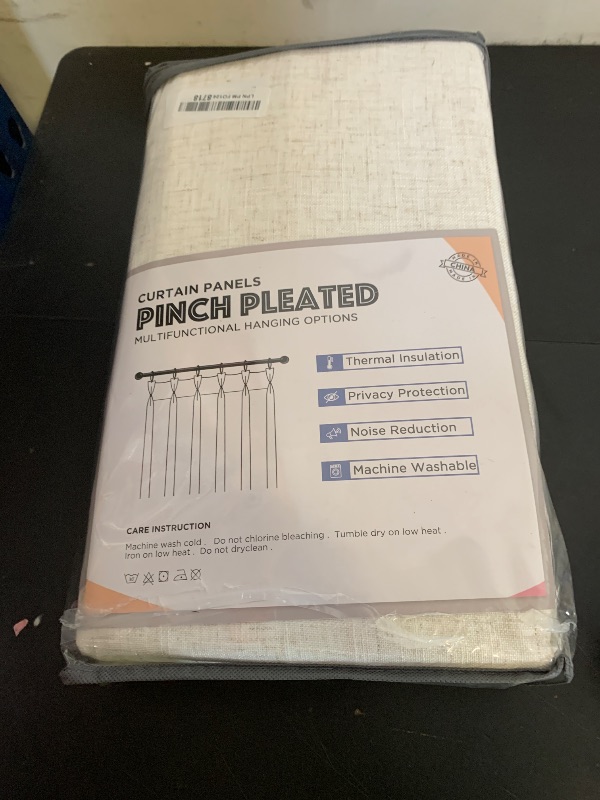 Photo 1 of CAPALOCA Pinch Pleated Blackout Curtains 96 Inches Long, Linen Blend, 100% Blackout Drapes with 20 Hooks, Ideal for Bedroom and Living Room, 40" W x 96" L (Pack of 2), Natural