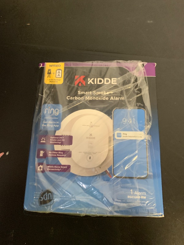 Photo 1 of Kidde Smart Smoke and Carbon Monoxide Detector, Ring App Enabled for Real-Time Notifications, Hardwired Alarm, AA Backup Battery