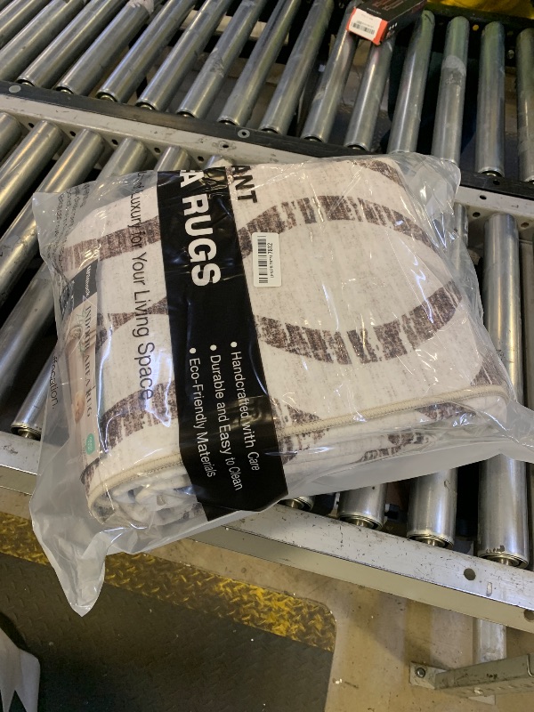 Photo 1 of WITSHOCK 6x9 Brown Living Room Rug: Washable Non-Slip Soft Geometric Low Pile Print Pattern Boho Rug for Bedroom Dining Room, Large Thin Indoor Carpet for Nursery Playroom Decor, Kids & Pet Rugs