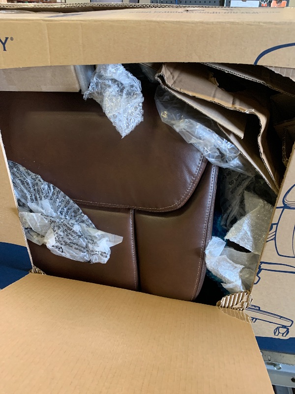 Photo 1 of missing multiple pieces-----------------------------------La-Z-Boy Delano Big & Tall Executive Office Chair, Ergonomic Mid-Back Body Pillow Lumbar Support, ComfortCore Memory Foam Cushion, Mahogany Wood Arms & Swivel Base, Bonded Leather, Chestnut Brown