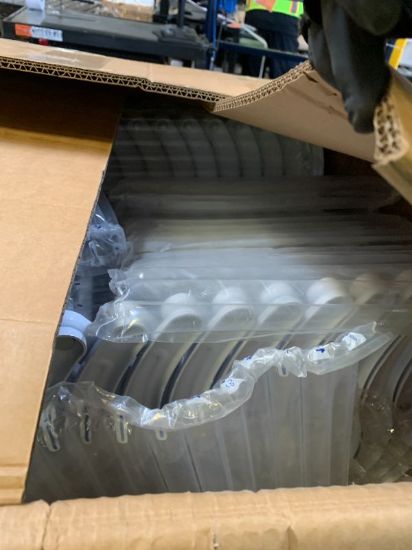 Photo 1 of Wall Mounted Folding Ladder with Handrails, Pull Down System Attic Stairs, Telescopic Attic Ladder, Applicable Height 9.6-10ft, Attic, Basement, Warehouse, Passage Folding Stair (White, 12 Steps)