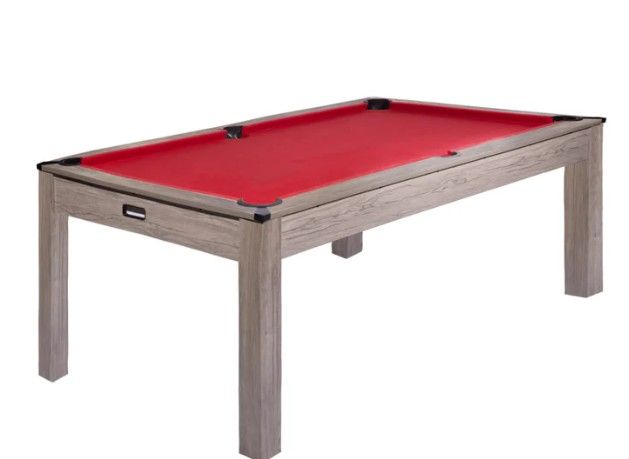 Photo 1 of  Garvee Classic 7 FT Sports Fan Pool Table – 84" Billiard Game Table with Rustic Grey Wood, Red Felt, For Home, Office, Game Room