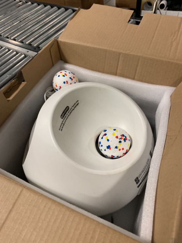 Photo 1 of uahpet Automatic Ball Launcher for Dogs with Obstacle Detection, 20ft-80ft Adjustable Distances Ball Thrower Launcher for Medium & Large Dogs, with 3 Balls (2.5 inches)