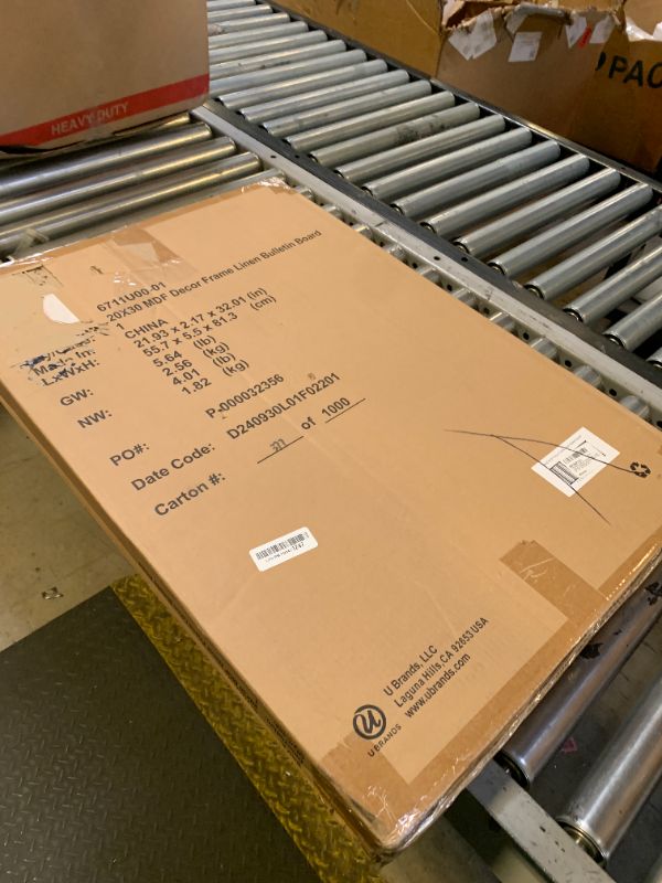 Photo 1 of U Brands Farmhouse Bulletin Board, Linen Covered Corkboard with White Wood Frame, 30" x 20" (6711U00-01)