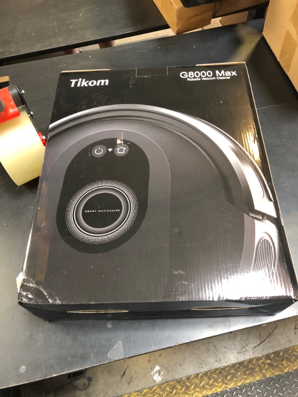 Photo 1 of Tikom Robot Vacuum and Mop Combo, 5000Pa Robotic Vacuum Cleaner, 150 Min Max, App & Remote Control, Ideal for Hard Floor, Carpet, Pet Hair, Self-Charge(G8000 Max)