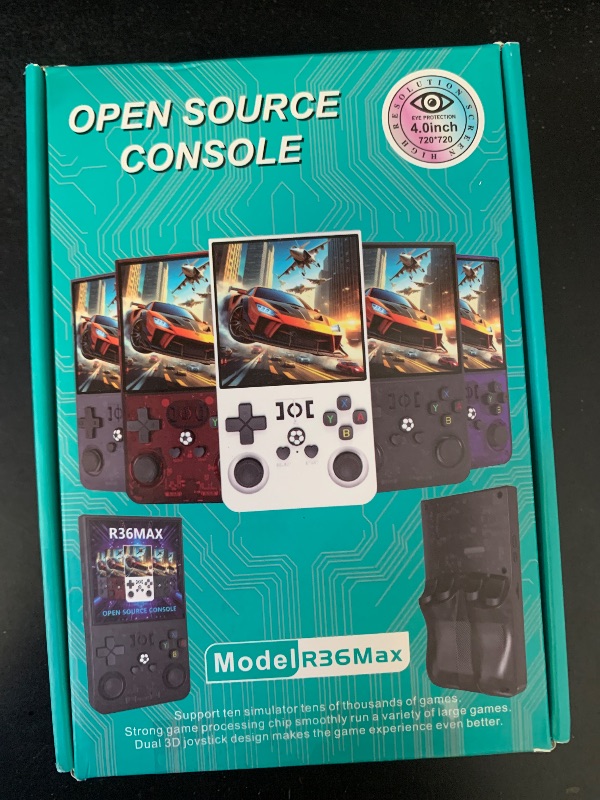 Photo 1 of ?R36MAX 4000mAh Portable Rechargeable Handheld Retro Game Console,Comfort Non-Slip Handheld Standing Retro Game Console with 64G TF Car,4.0-inch Screen,for Office,Blue