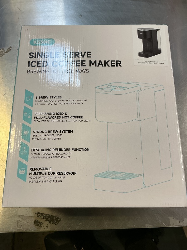 Photo 1 of Tastyle Single Serve Coffee Maker, Iced and Hot Coffee Machine for K Cup & Grounds, Compact Design, 40oz Removable Water Reservoir, 6 to 24 Oz Brew Sizes, Fits 7.3" Travel Mug, Black